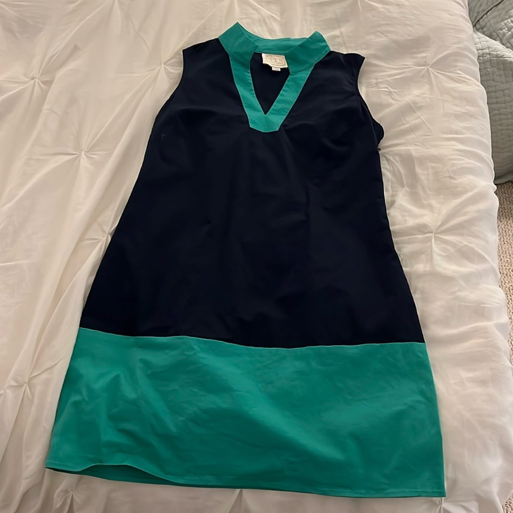 Sail to sable navy and green fitted dress size M.
